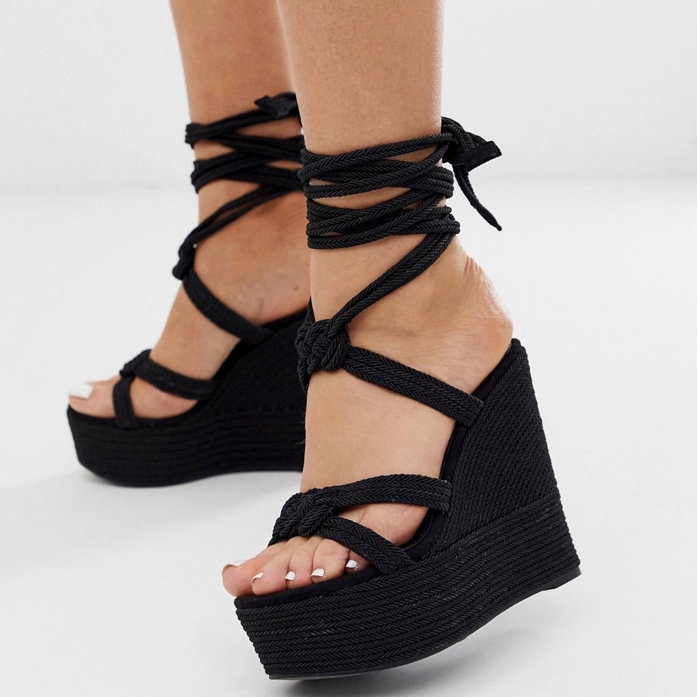 Lace up wedges